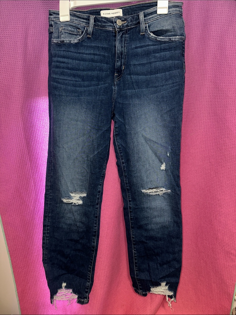 Flying Monkey Dark Blue Distressed Boyfriend Jeans